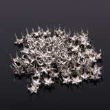 Maxbell 100pcs Silver Star Studs Nailheads 9mm+100pcs 2 Prongs Pyramid Studs 12mm Silver
