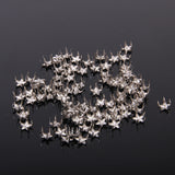 Maxbell 100pcs Silver Star Studs Nailheads 9mm+100pcs 2 Prongs Pyramid Studs 12mm Silver