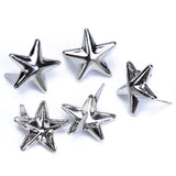 Maxbell 100pcs Silver Star Studs Nailheads 9mm+100pcs 2 Prongs Pyramid Studs 12mm Silver