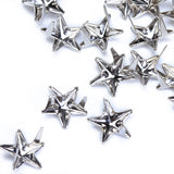 Maxbell 100pcs Silver Star Studs Nailheads 9mm+100pcs 2 Prongs Pyramid Studs 12mm Silver