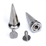 Maxbell 2x 10 Sets Nickel Plated Cone Screwback Spikes Studs Punk Rock Spike 25mm 19mm