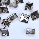 Maxbell 100pcs Silver Star Studs Nailheads 9mm+100pcs 2 Prongs Pyramid Studs 12mm Silver