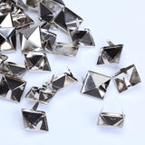Maxbell 100pcs Silver Star Studs Nailheads 9mm+100pcs 2 Prongs Pyramid Studs 12mm Silver