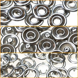 Maxbell 50x50 Sets 3/8 Inch Open Ring No Sew Snaps Fasteners Silver Nickel plated