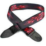 Maxbell Adjustable Buckle Guitar Strap w/ Red Flame Print