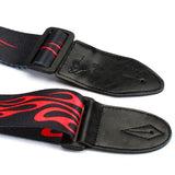 Maxbell Adjustable Buckle Guitar Strap w/ Red Flame Print