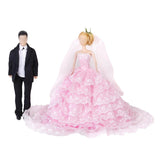 Maxbell Princess Wedding Gown Dress w/ Veil for 12inch fashion Doll Light Pink