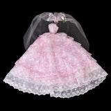 Maxbell Princess Wedding Gown Dress w/ Veil for 12inch fashion Doll Light Pink