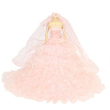 Maxbell Princess Wedding Gown Dress w/ Veil for 12inch fashion Doll Light Pink
