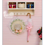 Maxbell White Mini Wooden Wall Rack w/Hooks for 1/12 Dollhouse Kitchen+Cabinet Bookshelf