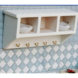Maxbell Dollhouse Miniature Kitchen Wall Rack Shelf with Hanger Hooks & Microwave Oven