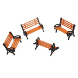 Maxbell 6xLot 5 1:75 Plastic Model Park Bench Model Landscape w/ Black Arm