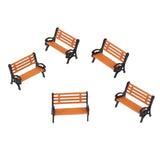Maxbell 6xLot 5 1:75 Plastic Model Park Bench Model Landscape w/ Black Arm