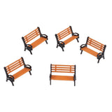 Maxbell 6xLot 5 1:75 Plastic Model Park Bench Model Landscape w/ Black Arm