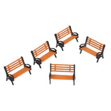 Maxbell 2X 5pcs 1:75 Scale Plastic Park Bench Model Landscape Scenery Deco w/ Black Arm