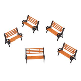 Maxbell 2X 5pcs 1:75 Scale Plastic Park Bench Model Landscape Scenery Deco w/ Black Arm