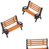 Maxbell 6xLot 5 1:75 Plastic Model Park Bench Model Landscape w/ Black Arm