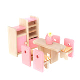 Maxbell Wooden Toy Room Set Dollhouse Furniture Accessory Pink