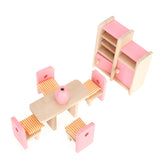Maxbell Wooden Toy Room Set Dollhouse Furniture Accessory Pink