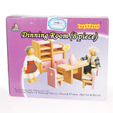 Maxbell Kids Pretend Role Play Wooden Toy Dollhouse Dining Room & Bathroom Furniture Set