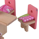 Maxbell Kids Pretend Role Play Wooden Toy Dollhouse Dining Room & Bathroom Furniture Set