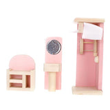 Maxbell Kids Pretend Role Play Wooden Toy Dollhouse Dining Room & Bathroom Furniture Set