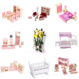 Maxbell Wooden Toy Room Set Dollhouse Furniture Accessory Light Pink