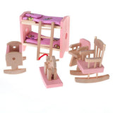 Maxbell DIY 1/12 Dollhouse Miniatures Furniture Bunk Bed Cradle Chair Set Toys Decor
