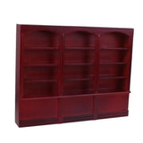 Maxbell 1/12 Dollhouse Miniature Furniture Grand Wooden Bookcase Cabinet - Dark Red