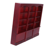 Maxbell 1/12 Dollhouse Miniature Furniture Grand Wooden Bookcase Cabinet - Dark Red