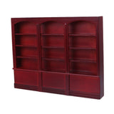 Maxbell 1/12 Dollhouse Miniature Furniture Grand Wooden Bookcase Cabinet - Dark Red
