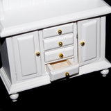 Maxbell 1:12 Dolls House White Wooden Dining Room Table 4 Chairs & Cupboard Cabinet