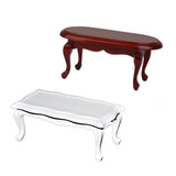Maxbell Set 2PCs Dollhouse Birch wooden Tea Coffee Table for 1/12 Miniature Furniture
