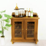 Maxbell 1/12 Dollhouse Miniatures Living Room Furniture Wooden Wine Cabinet - Walnut