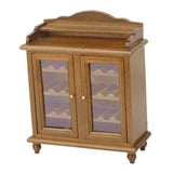 Maxbell 1/12 Dollhouse Miniatures Living Room Furniture Wooden Wine Cabinet - Walnut