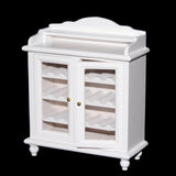 Maxbell 1/12 Dollhouse Miniatures Living Room Furniture Wooden Wine Cabinet - White
