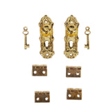 Maxbell 4pcs Vintage Door Lock with Keys for 1/12 Dollhouse Miniature - Golden