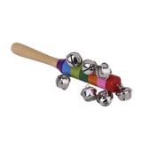 Maxbell Rainbow Color Wooden Jingle Hand Bells Toy for Kids