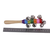 Maxbell Rainbow Color Wooden Jingle Hand Bells Toy for Kids