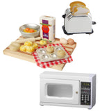 Maxbell Dollhouse Miniature Kitchen Wall Rack Shelf with Hanger Hooks & Microwave Oven
