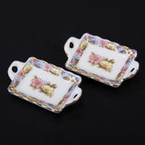 Maxbell 1/12 Doll House Steel Tableware, Dining Ware Porcelain Dish Plate, Cooking Tools