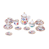 Maxbell 30pcs of Floral Print & Red Cherry Dollhouse Dining Ware Porcelain Tea Dish set