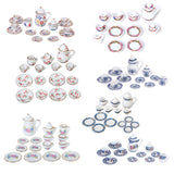 Maxbell 30pcs of Floral Print & Red Cherry Dollhouse Dining Ware Porcelain Tea Dish set