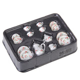 Maxbell 30pcs of Floral Print & Red Cherry Dollhouse Dining Ware Porcelain Tea Dish set