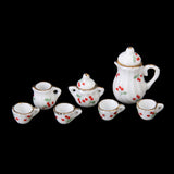 Maxbell 30pcs of Floral Print & Red Cherry Dollhouse Dining Ware Porcelain Tea Dish set