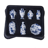 Maxbell 1/12 Dollhouse Ceramic Miniatures China Porcelain Vase Blue Vine -7 PCS