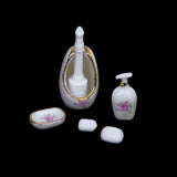 Maxbell Dollhouse Bathroom Accessory Set Floral Ceramic 8PCS -Pastel Rose