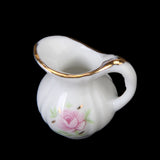 Maxbell Dollhouse Bathroom Accessory Set Floral Ceramic 8PCS -Pastel Rose
