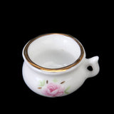 Maxbell Dollhouse Bathroom Accessory Set Floral Ceramic 8PCS -Pastel Rose