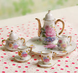 Maxbell 1:6 Dollhouse Mini 8pcs Porcelain Tea Set For Barbie+1/12 Silver Metal Wine Set